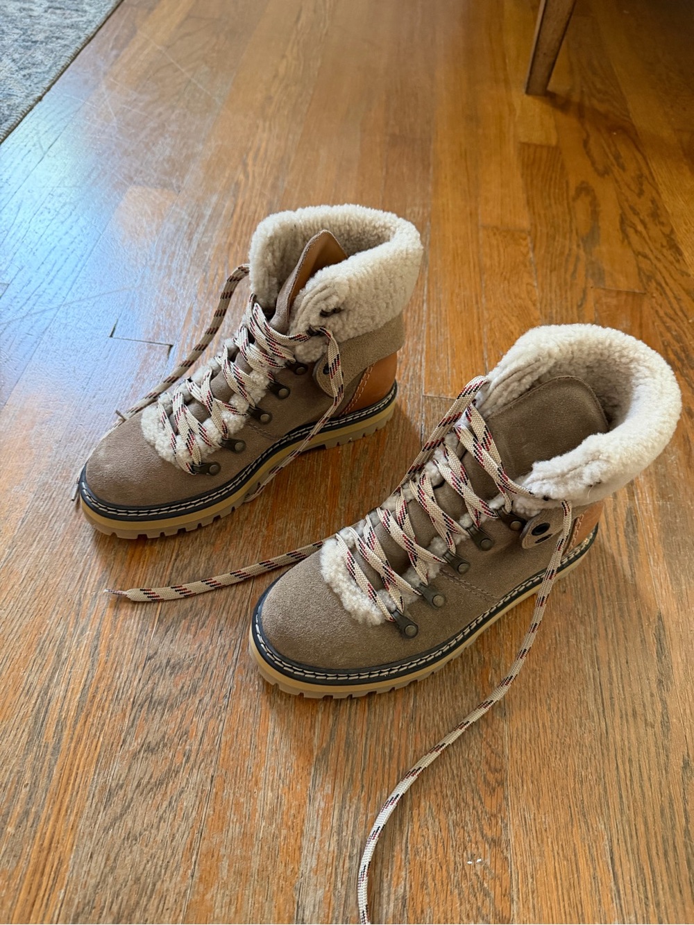 See by Chloe shearling ankle boots size 38